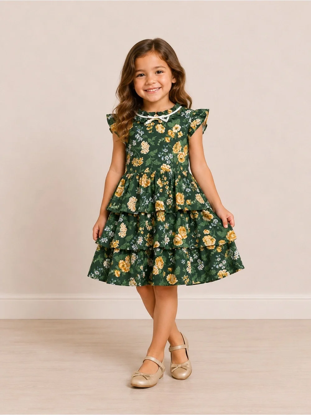 Janie & Jack Girls 4 years Floral Tiered Dress Luxury Garden Party
